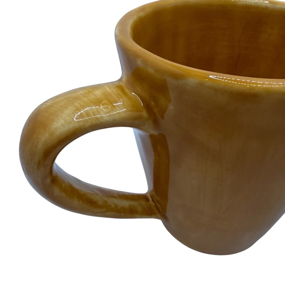 Pottery Barn Yellow Glazed Coffee Mugs Set of 2 Handcrafted Stoneware Latte Cups